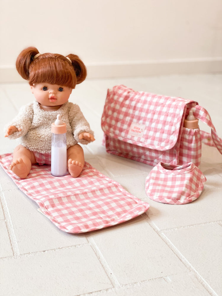 
                  
                    Convertible Doll's Nappy Bag Set - Pink Gingham
                  
                