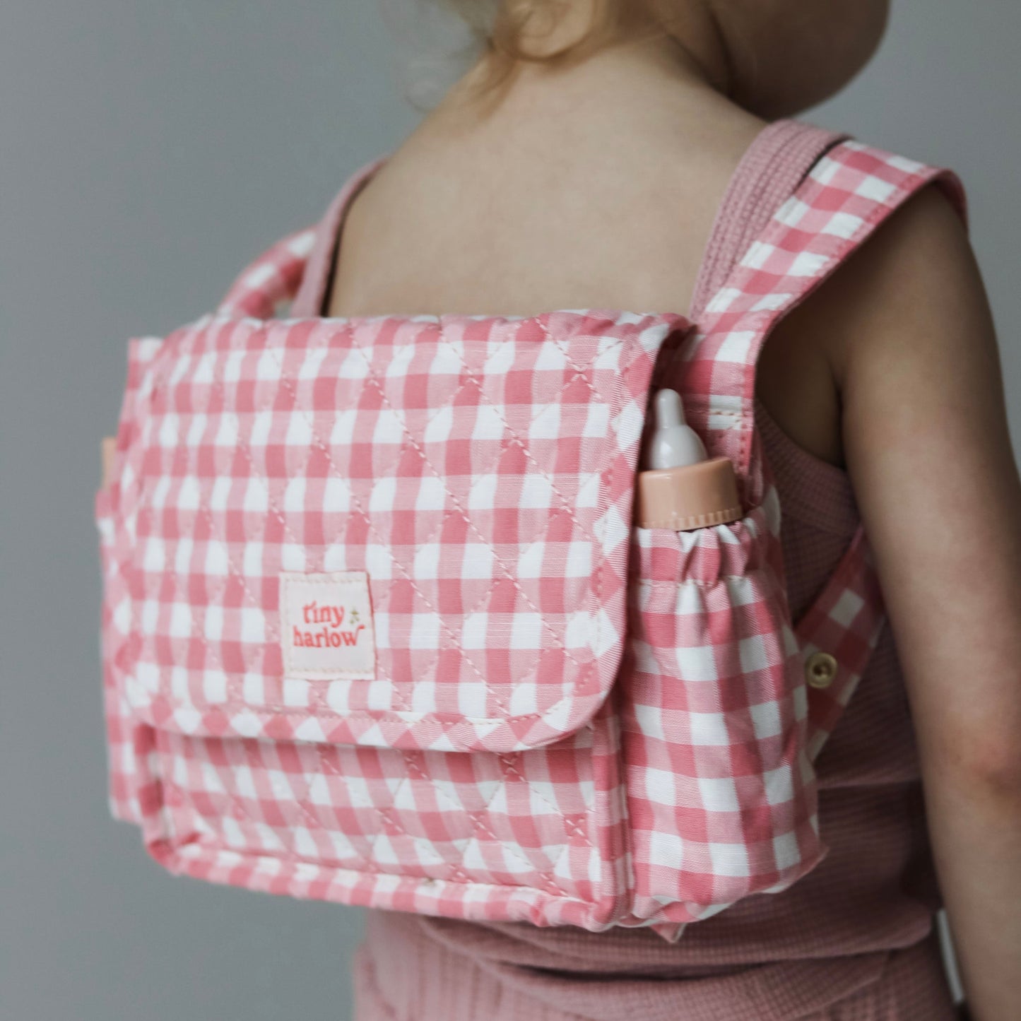 
                  
                    Convertible Doll's Nappy Bag Set - Pink Gingham
                  
                