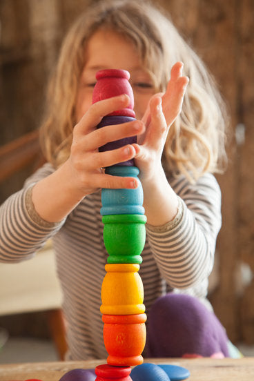 Grapat 12 Coloured Mates | Wooden Stacking Cups | Little Toy Tribe