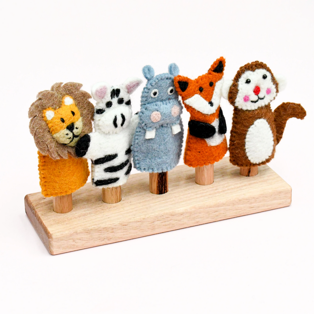 Finger Puppet Stand Finger Puppets Children's Games Wooden Doll Stand Stand  for Hand Puppets 