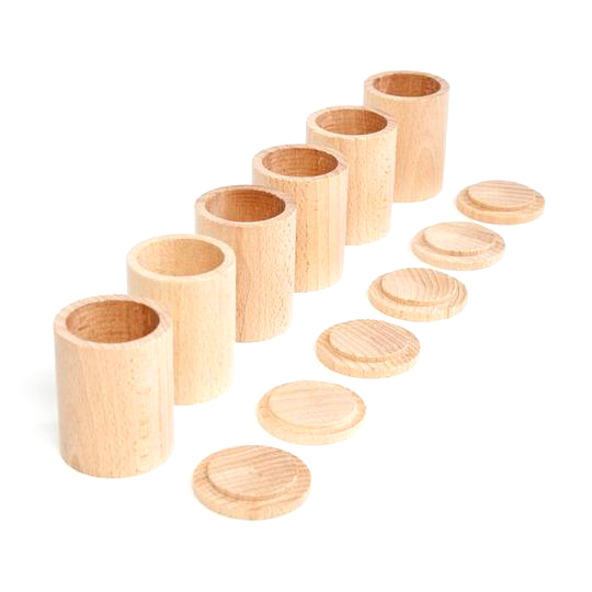 Grapat 6 Natural Cups with Lids Little Toy Tribe