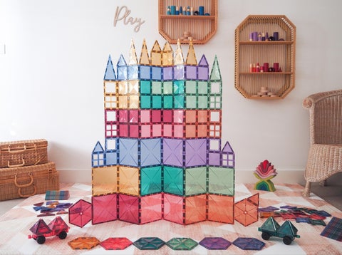 Pastel vs Rainbow Connetix Tiles – Little Toy Tribe